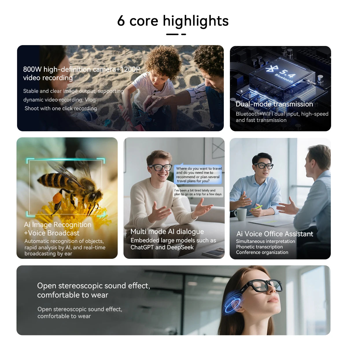 Blackview BV100 AI Smart Glasses mit 2K-Kamera